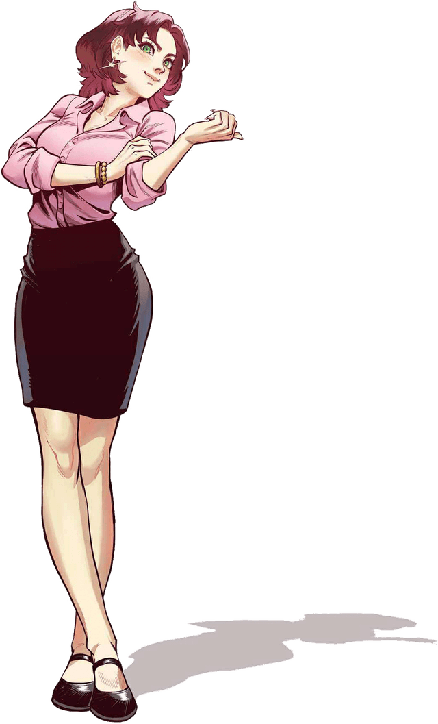 Character pointing to text